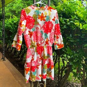 High-neck floral ruffle mini dress! See pics 4fit